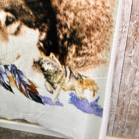 New fleece piece of fabric 44” by 44” wolf scene with moon - Picture 4 of 5